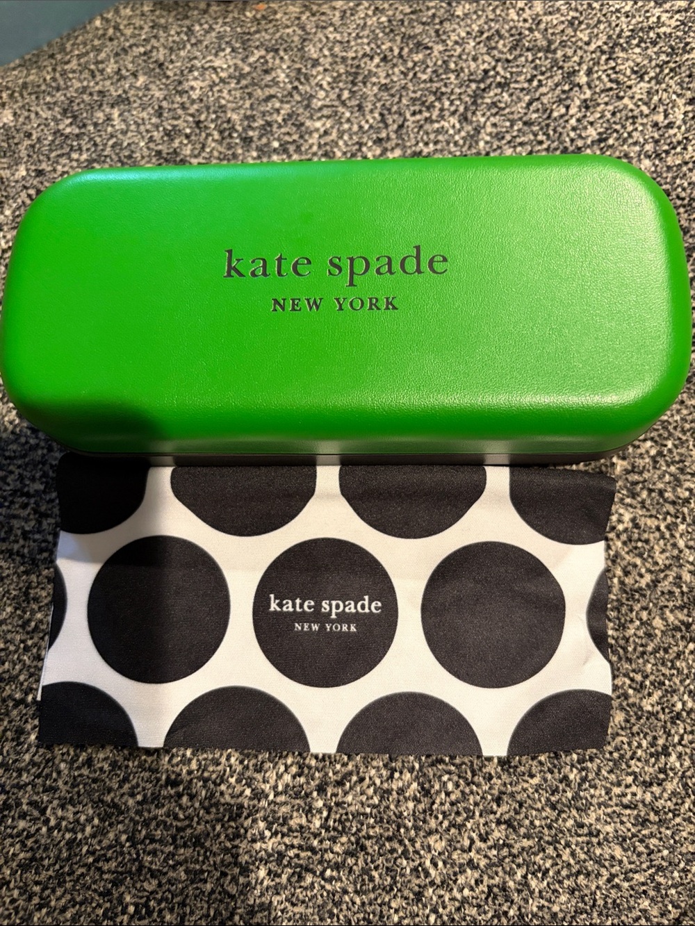 Kate Spade Green/Black Sunglasses Case with Polka Dot Cloth
